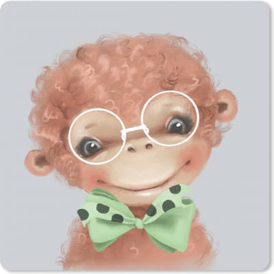 Muismat 20x20 cm - Mousepad Aap - Kinderen - Strik - Muismatten
