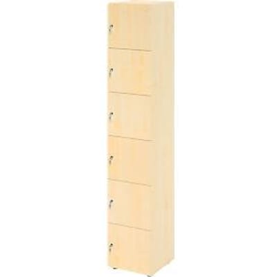 Lockerkast Topas Line, 6 dossierhoogtes, 6 vakken, cilinderslot, B 400 x D 420 x H 2156 mm, esdoorn/mapulier