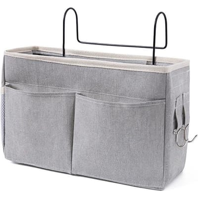 Sac de rangement pour livres d'étudiant en coton et lin, organiseur de chevet pour articles divers, pochette de rangement murale suspendue, support de rangement portable 30x11x19cm