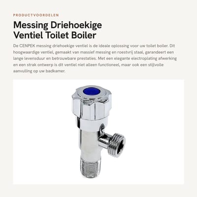 Dailygoods - Messing Driehoekige Ventiel - Toilet Boiler - Koud en Warm Water - Betrouwbare Aansluiting - Duurzaam Materiaal - Sanitair - Geschikt voo...