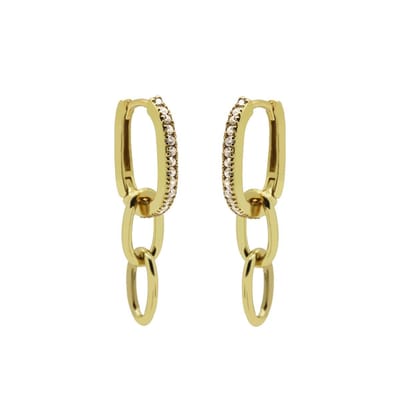 Karma Oorringen oval hoop chains Zilver