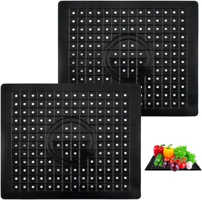 Allecto - Afdruipmat - Siliconen - Antislip - Inklapbaar - Gootsteeninzet - Voor snelle droging - Zwart - 2 stuks
