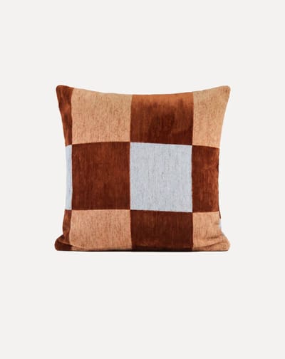 DOGGUO® Luxe Sierkussens - 50x50 cm - Kussens Woonkamer - Decoratie en Bank Kussen voor Binnen - Afneembare Hoes - Jacquard Stof - Retro Print Bruin Beige Blauw