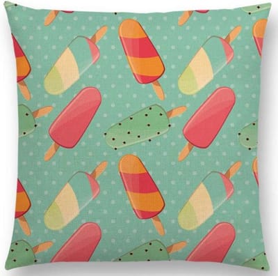 Cusco vrolijke sierkussenhoes met ijsjes – DUBBELZIJDG BEDRUKT - 45 x 45 cm – Groen -  ijsco print voor kinderen – kids kussenhoes