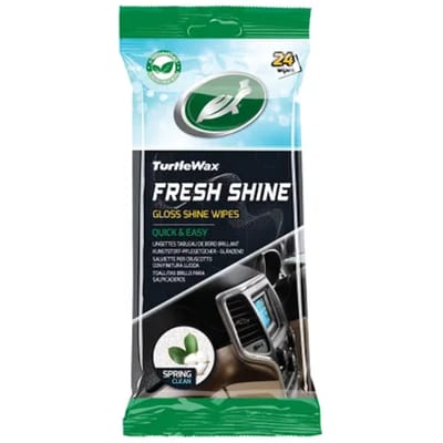 Turtle Wax Fresh Shine Gloss Interieurreinigerdoekjes - Superieure reiniging - Voor alle interieur kunststoffen – Antistatisch – Glanzende finish – Met Spring Clean geur - In hersluitbare verpakking - 24 doekjes