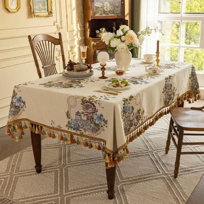 Europees Jacquard Tafelkleed Rechthoek Vierkant Luxe Tafelkleed Kwastje Voor Keuken Eetkamer Feest Kerst Tafelblad Decoratie 140x180cm