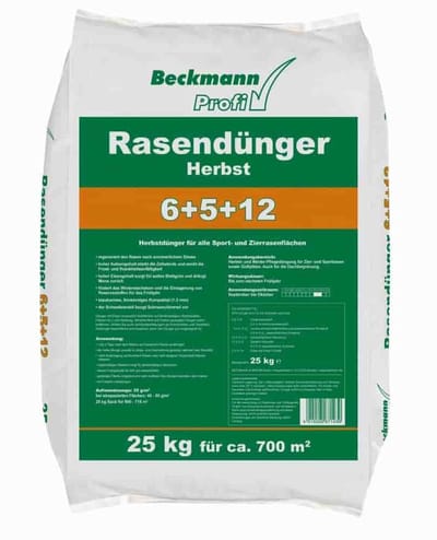 25 kg Gazonmest Herfst Beckmann NPK-6+5+12 voor ca. 700m²
