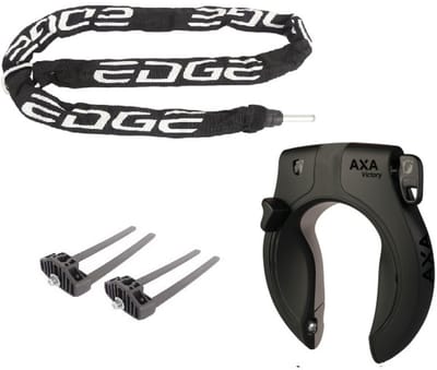 Axa Victory Ringslot ART2 Zwart + Insteekketting 140 cm 5,5 mm Zwart + Flex Mount Bevestigingsset