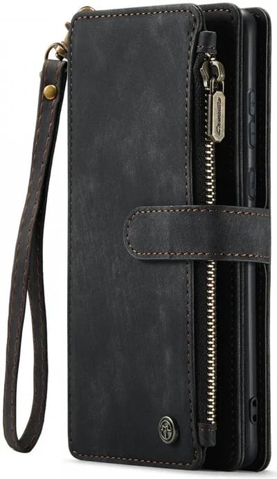 CaseMe C30 Hoesje Geschikt voor Samsung Galaxy A55 | Wallet Zipper Book Case met Pasjeshouder | Beschermhoes met Portemonnee | Zwart