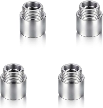 Kraanverlenging Roestvrij Staal - Verlengstuk Kraan Verlengfitting - Aansluitingen Vergroten - Drukbestendig en Duurzaam - 15 mm - Zilver
