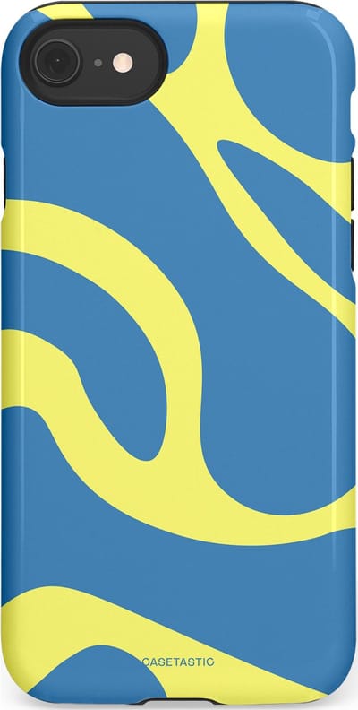 Casetastic hoesje geschikt voor Apple iPhone SE / Apple iPhone 7 / Apple iPhone 8 - Dubbellaagse bescherming - Blauwe Gele Zee Stranden - Fashion Case - Lavendel Goud Lichtblauw