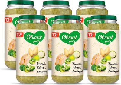 Olvarit Babymaaltijd 12+ Maanden – Broccoli Kalkoen Aardappel – 6 x 250g