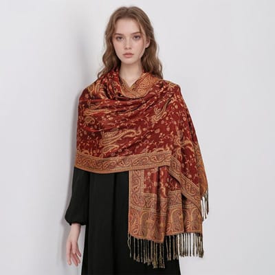 Pashmina Sjaal Sjaal Wrap Paisley Jacquard Stola's Vintage Cashew Sjaals Bedrukt Zonnebrand Hijab brown