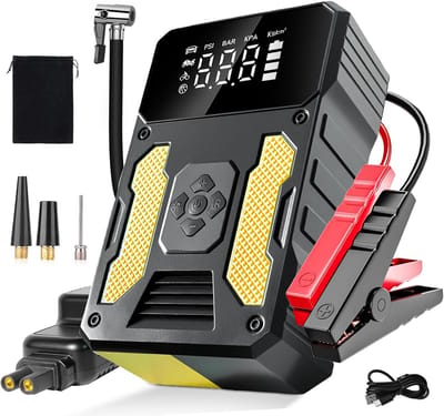 Jumpstarter met Compressor - Startkabels - Starthulp voor Auto - Accubooster - Mobiel