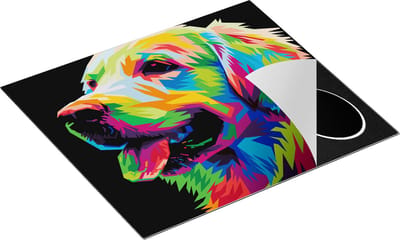 Chefcare Inductie Beschermer Kleurrijke Hond - Abstract - 60x50 cm - Afdekplaat Inductie - Kookplaat Beschermer - Inductie Mat