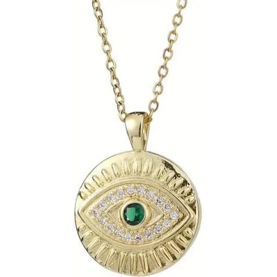 Huitan Nieuw Boze Ogen Ontwerp Hanger Ketting Hip Hop Meisje Coole Accessoires Punk Groene Ogen Ketting Luxe Sieraden voor Vrouwen 45CM beige