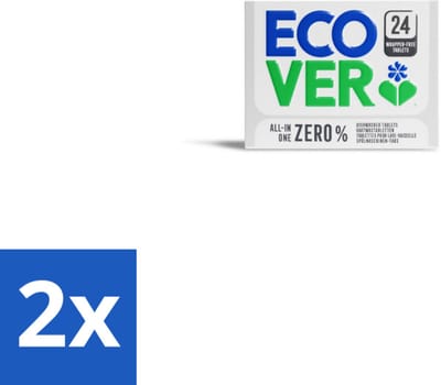 2 x Ecover - Vaatwastabletten All-in-One Zero% - 24 Tabs - Vaatwastabletten - Biologisch Afbreekbaar - Milieuvriendelijk - Vegan - Dierproefvrij
