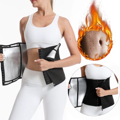 Dames tailleband - neopreen - taille trainer - buikband - buik korset - voor intensief zweten -zilveren coating, S