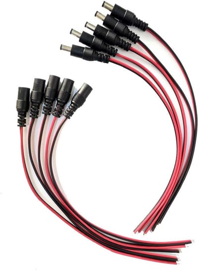 10 Stuks DC Voedingskabel Pigtail 5,5 x 2,1mm - 18AWG Mannelijk en Vrouwelijk