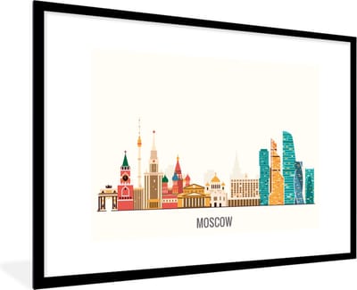 Fotolijst incl. Poster - Moskou - Skyline - Rusland - 120x80 cm - Posterlijst