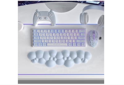 Cloud Polssteun, Antislip Ergonomische Polssteun, Toetsenbord Polssteun, Bureau Hand Polssteun voor TKL/87 Toetsen/110 Toetsen Gaming Mechanisch Toetsenbord Handsteun -Blauw