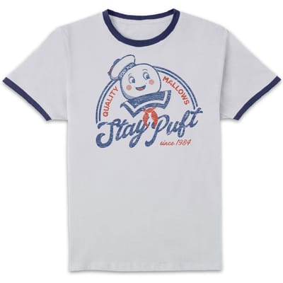 Ghostbusters Stay Puft Unisex Ringer T-Shirt - White/Navy - S
