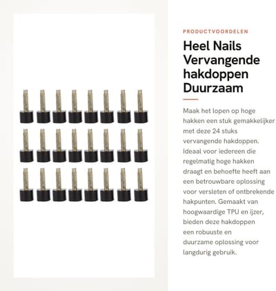 Dailygoods- Hielnagels 24 Stuks - Reservepluggen voor Hakken - Hielpunten Vervanging - Antislip - Duurzaam - Hoogwaardig TPU/IJzer