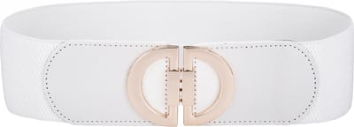 Amodi - Dames riem met Mooie Gesp - Elastische Damesriem - Stretch - Modern - Jurk - Jas - Vest - Colbert - Tailleriem - Mode - Wit