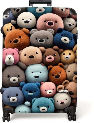 NoBoringSuitcases.com® - Koffer groot - Reiskoffer lichtgewicht - Teddybeer - Knuffel - Dieren - Meisjes - Jongens - Rolkoffer met 4 wielen - Grote trolley XL - 98 liter bagage