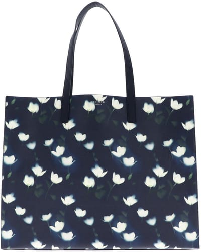 Ted Baker handtas schoudertas Tulipon Extra Large Tulip Print Icon Bag Navy donkerblauw