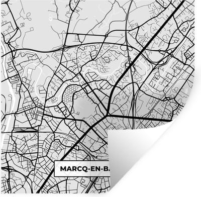 Muurstickers - Sticker Folie - Kaart - Stadskaart - Marcq-en-Barœul - Plattegrond - Frankrijk - 100x100 cm - Plakfolie - Muurstickers Kinderkamer - Zelfklevend Behang XXL - Zelfklevend behangpapier - Stickerfolie