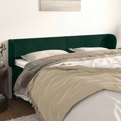 vidaXL - Hoofdbord - met - randen - 203x23x78/88 - cm - fluweel - donkergroen