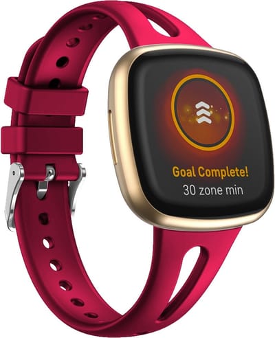 By Qubix - Compatible Fitbit bandje - geschikt voor Fitbit Versa 3 & 4 / Sense 1 & 2 - Sportbandje druppel design - Small - Rood Smartwatchbandje bandje Armband Polsband Strap Band Watchband
