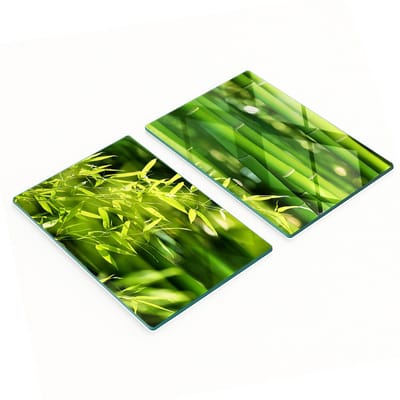 Decoratieve glazen snijplanken met bamboe-motief, 2x40x52 cm