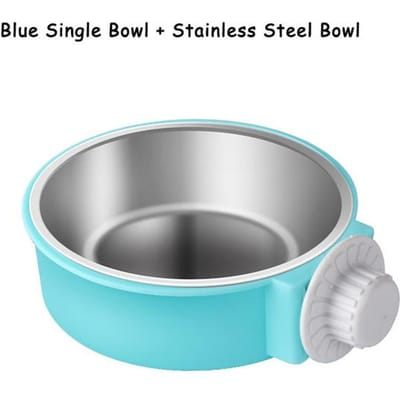 Gamelle pour animaux de compagnie, gamelles suspendues antidérapantes pour chats et chiens, mangeoire en acier inoxydable pour chiots, mangeoire à eau pouvant être fixée sur la cage, fournitures pour animaux de compagnie bleu