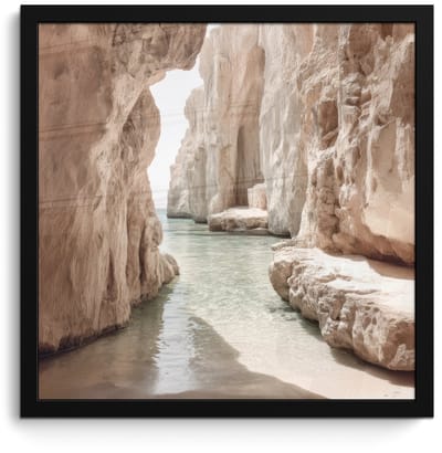 Poster in lijst - Fotolijst 40x40 cm - Posters - Rotsen - Zee - Zand - Kloof - Posterlijst zwart - Decoratie - Wanddecoratie woonkamer - Muurdecoratie slaapkamer