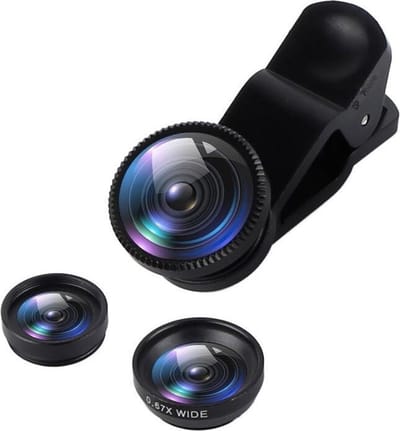 DrPhone PiX - 180° Lens Universele Premium 3 in 1 Fish Eye Lens - Macro / Wide / Fish Eye lens Kit voor Smartphones / Telefoons - Zwart