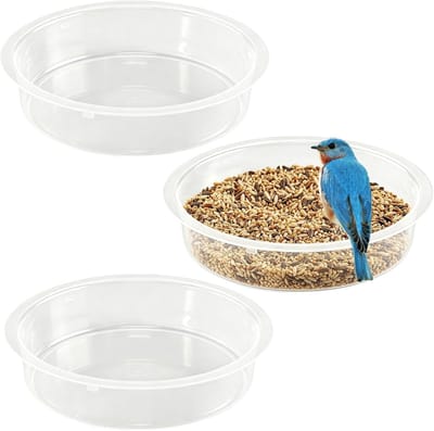Vervangingsset voor Vogelwaterbakken - 3 Stuks, Transparante Plastic Vogelvoederschaal voor Buiten, Ideaal voor Tuin en Wildleven