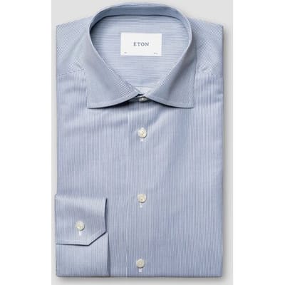 Eton Overhemd Fine Striped Cotton Signature Twill Blauw / male