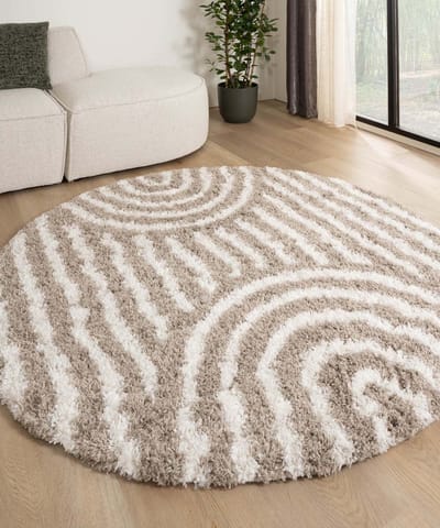 Scandinavisch vloerkleed rond - Cozy Arch beige 160
