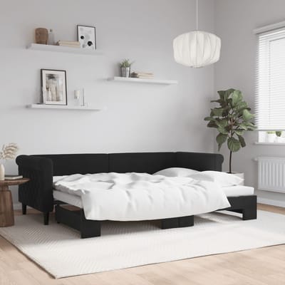 vidaXL - Slaapbank - met - onderschuifbed - 80x200 - cm - fluweel - zwart
