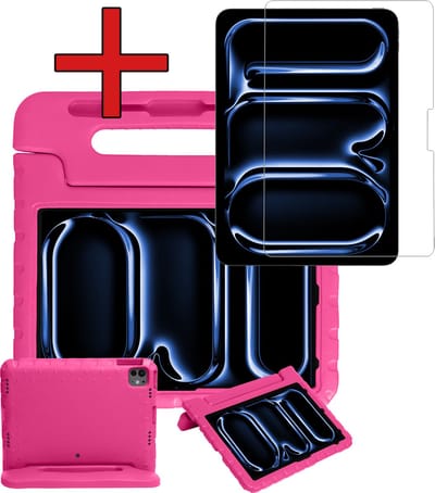 Hoesje - Geschikt voor Apple iPad Pro (2024/2025) - 13 inch - Met Screenprotector - Kinderhoes - Shockproof Bumper - Kidsproof Case - Tablethoes - Kinder Hoes Cover - Roze