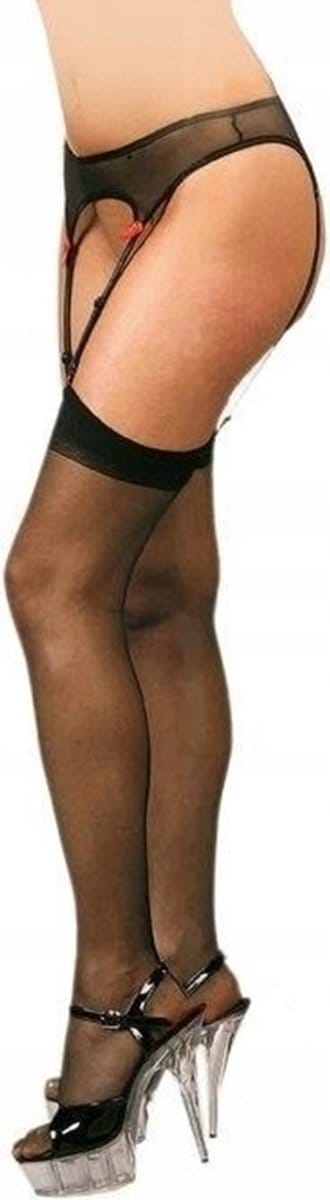 Softline | sexy setje: jarretelgordel met kousen | maten: L - 2XL | zwart | XL
