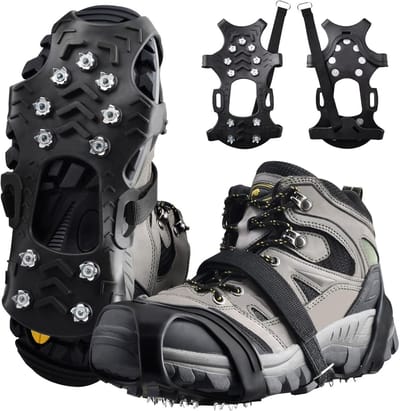 Schoenspikes - Antislip stijgijzers - Antislipgrepen - Uitgerust met 10 stalen spikes - Geschikt voor wandelen - joggen - klimmen - sneeuw- en ijswandelen - Geschikt voor schoenmaten 35-40 - Maat M - 2 paar
