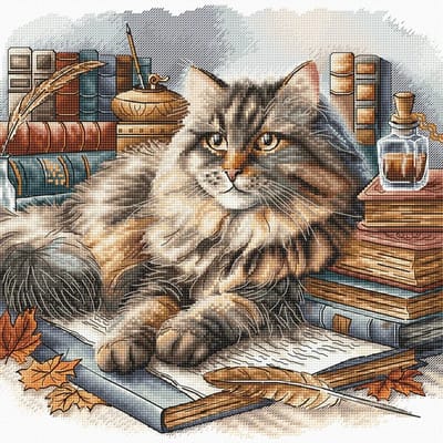 Borduurpakket AVA Stitch - Wise Cat - Wijze Kat - 089