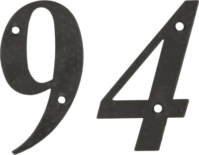 AMIG Huisnummer 94 - massief gesmeed staal - 10cm - incl. bijpassende schroeven - zwart