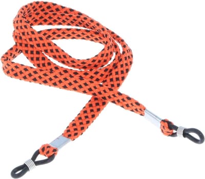 Gevlochten Brilband - Brilkoord Brilketting - Veilig Bril Dragen - Verstelbare Rubberen Lus - 60 cm Lengte - Oranje Zwart