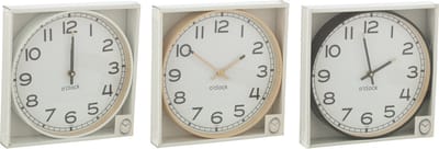 J-Line klok Rond - kunststof - beige/wit/zwart - large - 3 stuks - Ø 40 cm