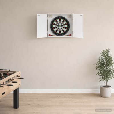 vidaXL - Dartbord - Kabinet - Wit - 56 - x - 12 - x - 53,5 - cm - Bewerkt - hout
