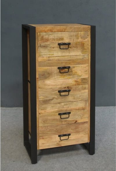 Ladekast Britt mangohout 5 lades - Naturel